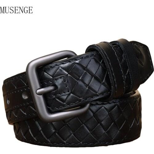 Mens Leather Belt Male Braided Soft Trouser Waist Jeans Belts for Men Luxury Brand Designer Vintage Pin Buckle Top Quality Gift