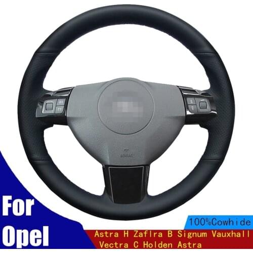 DIY Car Steering Wheel Cover Black Genuine Leather For Opel Astra H Zaflra B Signum Vauxhall Vectra C Holden Astra