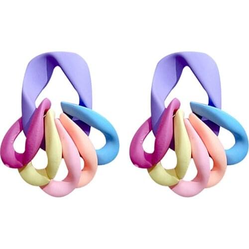 New Candy Color Chains Arylic Earrings For Women Grils Macaron Color Cute Dangle Earrings Brincos Fashion Party Jewelry Gifts