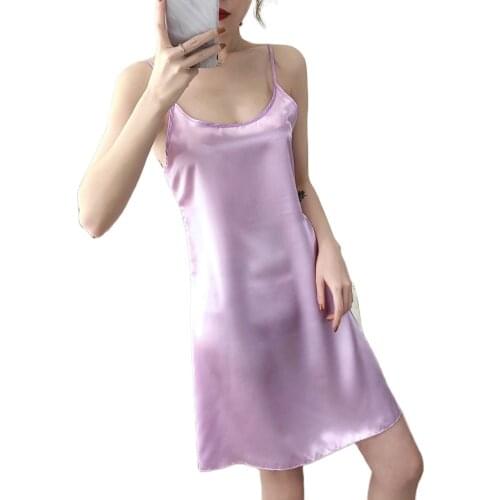 Spring summer Woman Tank Dress Casual Satin Sexy Camisole Elastic Female Home Beach Dresses v-neck camis sexy dress