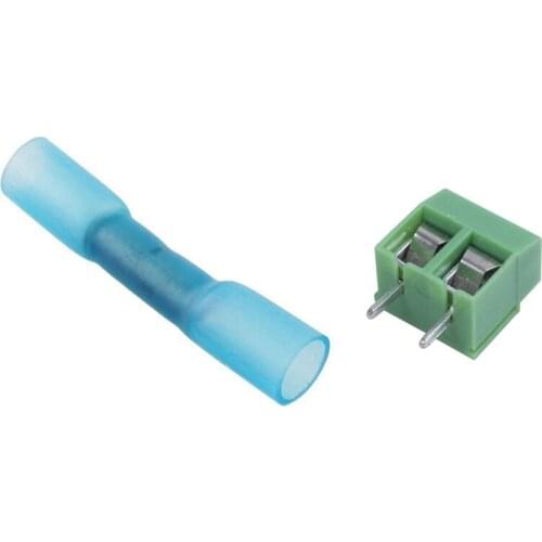 50X Blue Heat Shrink Butt Wire Electrical Crimp Terminal Connector & 50X 2 Pin 5 Mm Pinch PCB Mount Screw Terminal