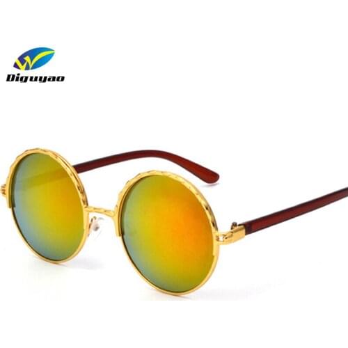 DIGUYAO sun glasses women 2020 Multicolour Round Metal frame Reflective oculos de sol masculino sunglasses men luxury brand