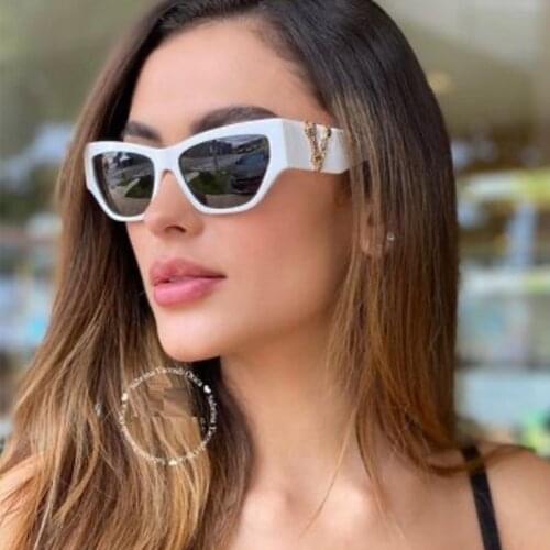 Unisex Brand White Cat Eye Sunglasses Women Famous Design Shades Square Sun Glasses Female Men zonnebril dames Face-lift UV400