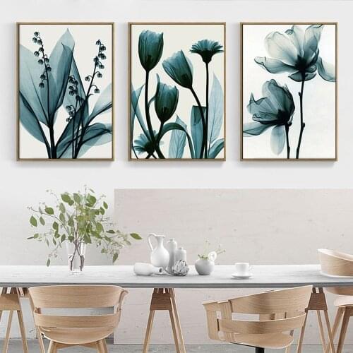 Modern Simple Flower Plant Decoration Painting Small Fresh Home Decor Wall Art Canvas Pictures for Living Room Porch Murals