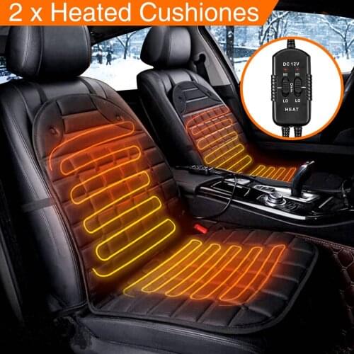 2PCS 12V Universal Fast Thicken Heated Car Seat Cushion Cover Electric Heater Winter Warmer Heating Pad