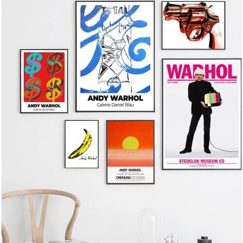 Andy Warhol Red Gun Art Prints Vintage Poster Warhol Flowers Pop Art Canvas Painting Museum Gallery Wall Art Pictures Home Decor