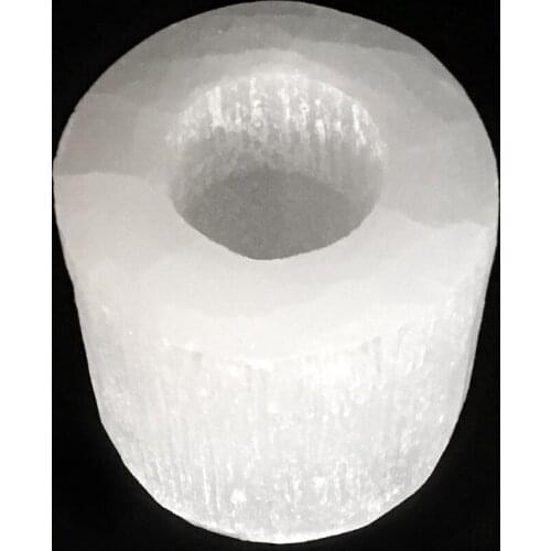 CHARGED Selenite Crystal Candle Holder Round HANDMADE Mediation Protection Heal
