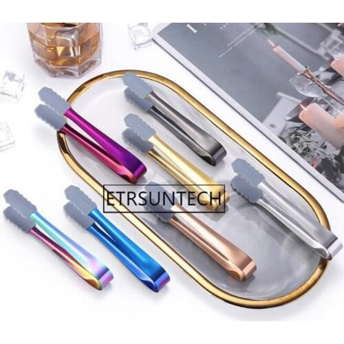 100pcs Creative Small Silicone Clip Non-slip Stainless Steel Kitchen Mini Food Sugar Ice Clip Kitchen Tool Tongs