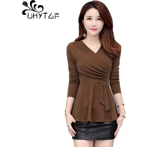 UHYTGF New fashion 5XL plus size top Elegant Female V-neck Sexy tshirt tops Lady short sleeve pullover womens tee shirt 332