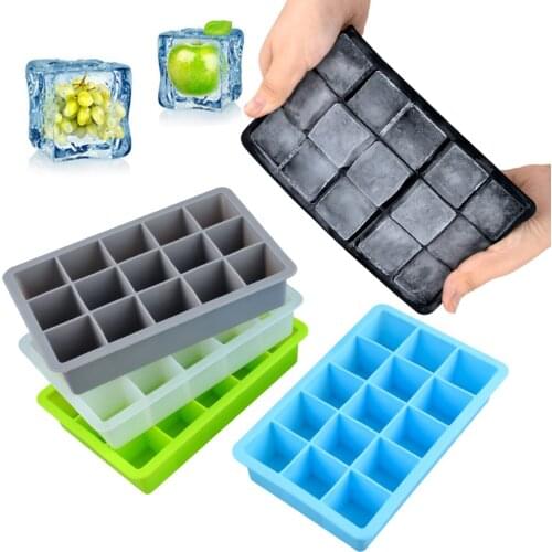 1PC Silicone Ice Cube Maker Form with Lids For Ice Cake Pudding Chocolate Molds Easy-Release Square Shape Ice Cube Trays Molds