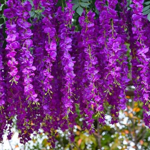 1Pc Artificial Wisteria Flower Plant Wall Hanging Vine Wedding Garden Home Decor