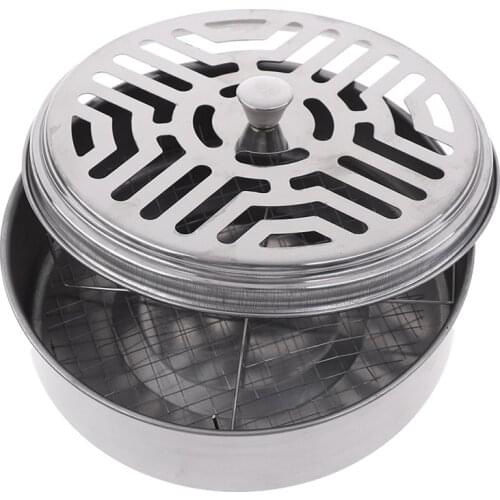 Mosquito Coil Holder Tray Frame Safe Metal Round Rack Plate Spiral Incense Insect Repellent 1 Pcs