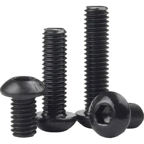 10/50pcs M2 M2.5 M3 M4 M5 M6 304 A2-70 Stainless Steel Black grade 10.9 ISO7380 Hexagon Hex Socket Head Button Allen Bolt Screw