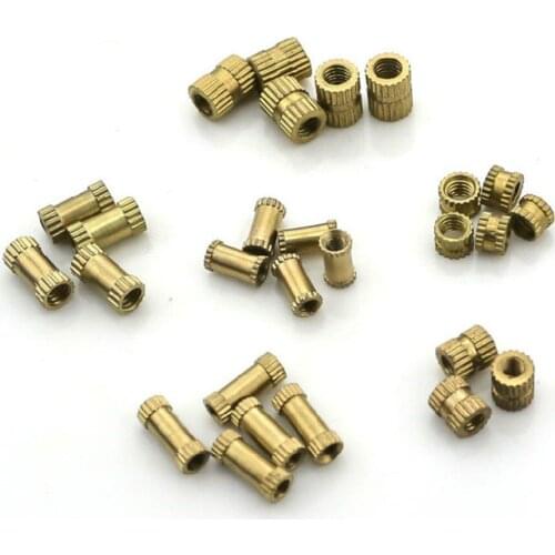 100PCS M2 Series M2*(L)-3.5mm(OD) Copper Inserts Brass Double Pass Knurl Nut Embedded Fastener