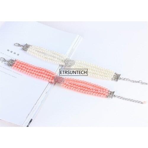 100pcs Fashion Dog Necklace Pet Puppy Dog Cat Pearl Jewelry Decorative Collar Pet Accessories Love Pendant