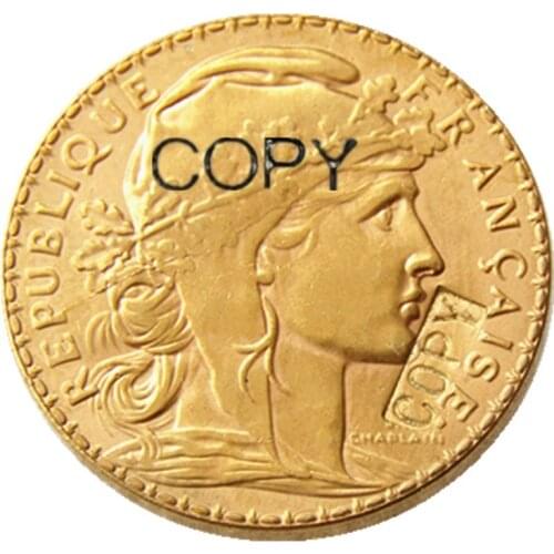 1911 France 20 Franc Rooster Gold Plated Copy Coin