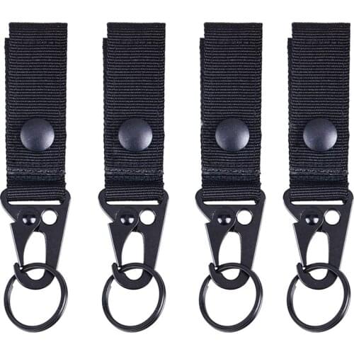 4pcs Outdoor Carabiner Keychain Camping Nylon Belt Key Hook Molle System Backpack Olecranon Hook Mountaineering Hiking Equipment