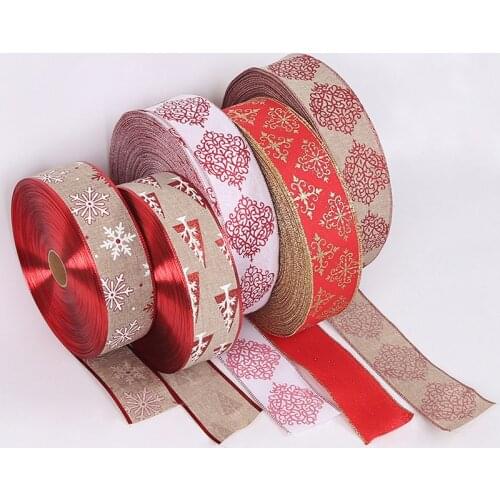6.3CM Christmas Decoration Ribbon Imitation Linen Ribbons For Crafts DIY Ribbon Bow Christmas Decoration For Home
