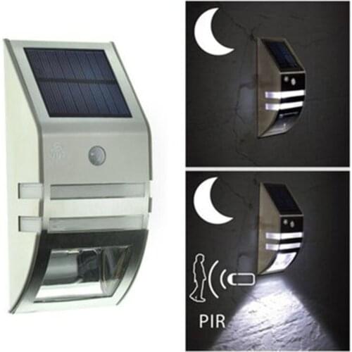 AUTO/OFF Solar Powered PIR Motion Sensor 2 LED Light Outdoor Garden Led Landscape Yard Lawn Security Wall Lamp