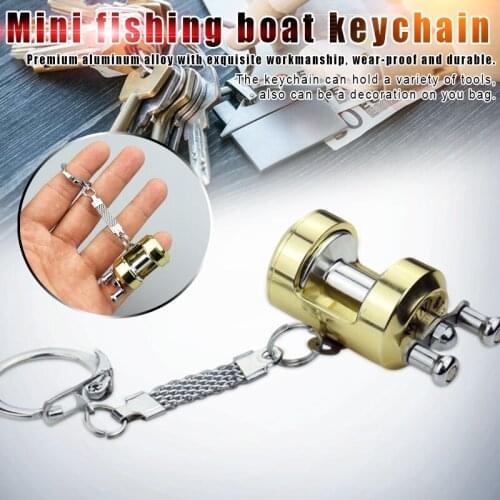 Mini Fishing Reel Shape Keychain Keyring Trolling Wheel Key Chain Decoration BHD2