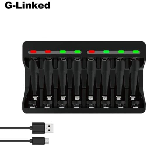 G-Linked 8 Slots Fast Smart Intelligent 1.5V AA AAA Lithium Battery Charger for 1.5V AA AAA Li-ion Rechargeable Battery