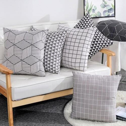 45X45cm Nordic Style Grey Geometry Throw Pillow Case Classic Cushion Case Decorative Cotton Hold Pillow Sham Sofa Cushion Cover