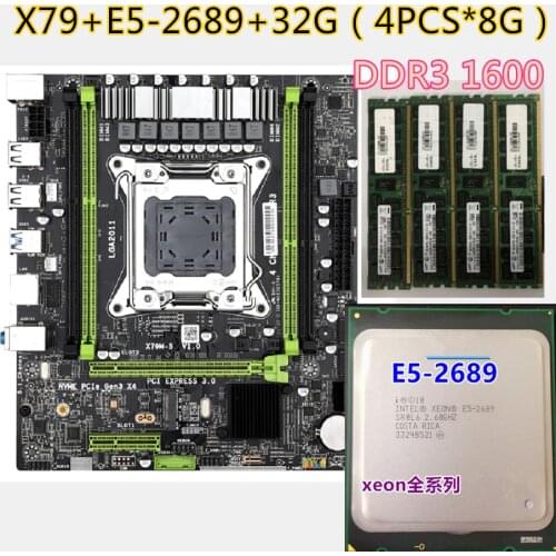 JSFFFL X79 chipset Placa base con LGA2011 combos Xeon E5 2689 CPU 4 Uds x 8GB = 32GB de memoria DDR3 ECC
