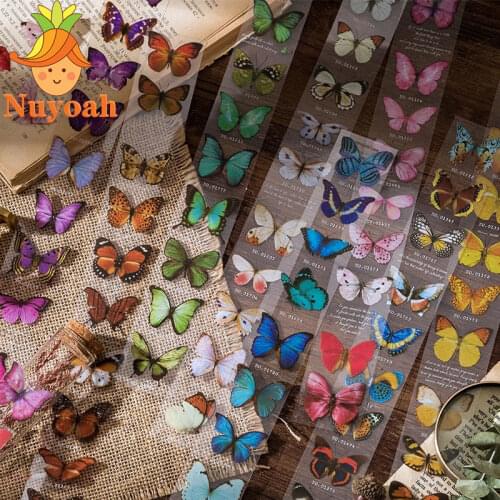 8 Design Butterfly PET Stickers vintage Transparent Butterfly Collector Series Strip Decorative stationery Stickers