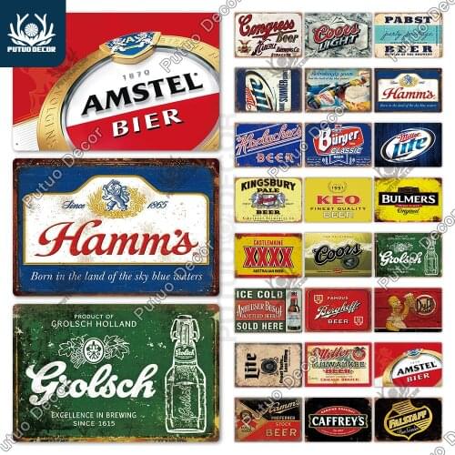 Putuo Decor Beer Metal Sign Vintage Plaque Metal Tin Sign Wall Decor for Bar Pub Club Man Cave Metal Plates Metal Beer Poster