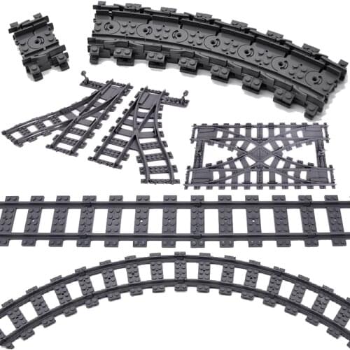 Classic City Train Rail Technic Battery Powered Electric High-speed Railway Building Blocks Bricks Toys For Kid gifts