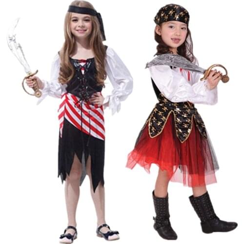Kids Girls Pirate Carnival Cosplay Costume Children Halloween Dress Birthday Party Theme Party Luxury Clothing