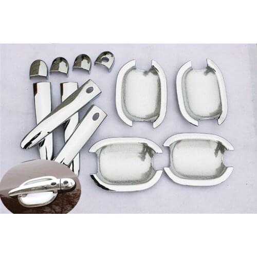 FUNDUOO For Chery Tiggo 5 2014 2015 2016 2017 New Chrome Car Door Handle + Cup Bowl Cover Trim Sticker With Smart Entry Buttons