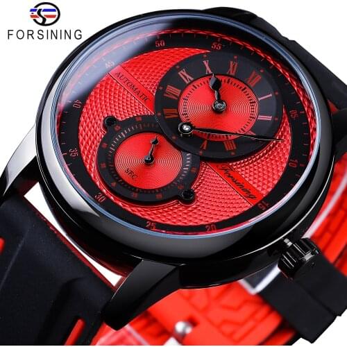 Forsining 2021 Fashion Sport Racing Design Red Mens Watches Automatic Mechanical Wrist Watch Top Brand Luxury Male Clock Relogio