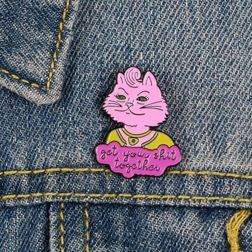 Carolyn Enamel Pin Custom TV Series Brooches for Shirt Lapel Backpack Banner Badge Pink Cat Lady Jewelry Gift for Friends