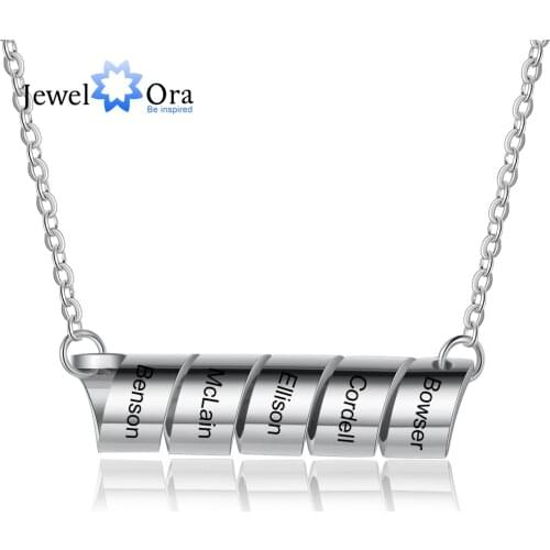 JewelOra Personalized Engraving 5 Names Necklaces & Pendants Stainless Steel Chain Necklaces for Men Gifts for Boyfriend