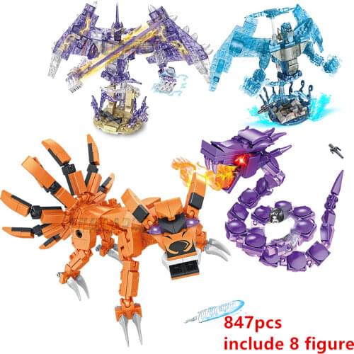 2021 Snakes Nine Tails Foxs Crows Mechas Robots Dragons Namikazes Kakashi Building Blocks Classic Model Sets Bricks Kids Kits