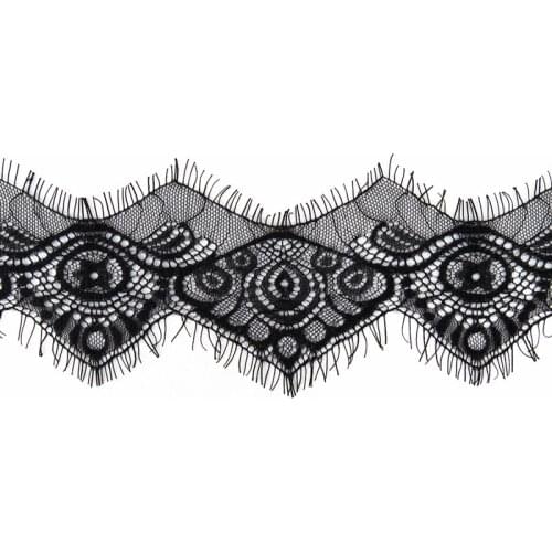 3meters Geometric ethnic pattern flower White/black eyelashes lace ribbon 7.5cm african lace fabric hollow underwear lace trims