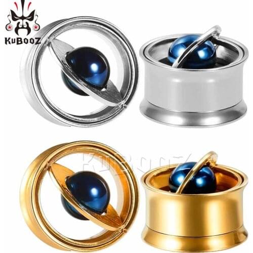 KUBOOZ Screw Ear Plugs Tunnels Stainless Steel Expander Flesh Gauges Studs Earrings Fashion Planet Piercing Body Jewelry Gift
