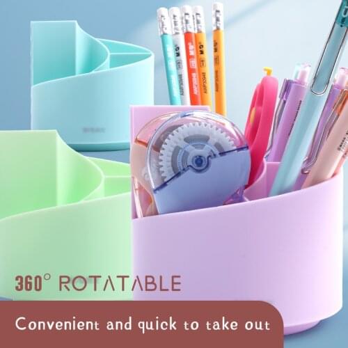 Multifunctional 5 Grid 360 Degree Rotating Pen Holder Desktop Organizer Large Capacity Pencil Box School Stationery Desk Storage