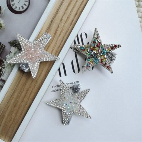 12pcs/lot Fashion Hair Barrette Pentagram Star Shape Hairpins Accessories For Children Girls Crystal Hairclip Ornaments