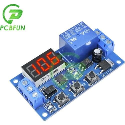 DC 12V Delay Relay Module LED Digital Display Timer Control Switch Board Cycle Adjustable with Anti-Reverse Function