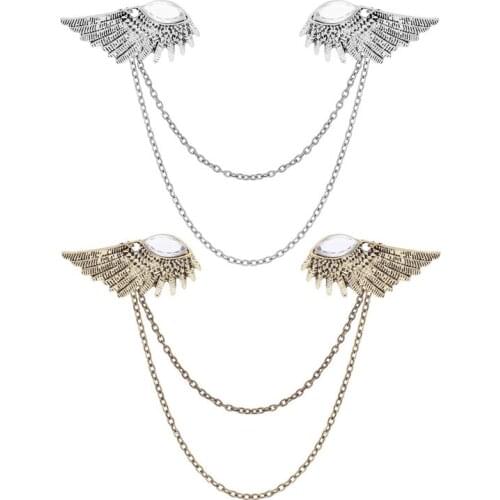 Mens Fashion Angle Wings Collar Pin Brooch Sweater Shawl Clips Cardigan Collar Clip Holder Decoration For Party Anniversary