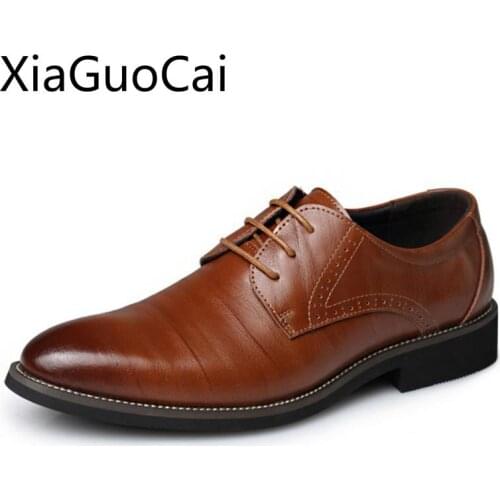 Plus Size Retro Mens Genuine Leather Shoes 46, 47 Business Dress Shoes Waterproof Rubber Round Toe Solid Shoes