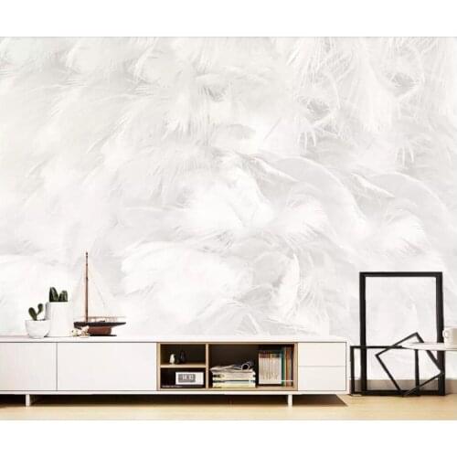 Beibehang Custom wallpaper 3d photo mural modern abstract pure white feather living room Decorate 3d wallpaper