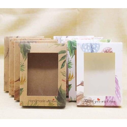 Newest Kraft Paper flower pattern Candy Box with Window DIY thank you marbling Wedding Birthday Christmas gifts package box