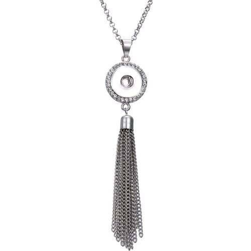 New Trendy Ethnic Style Tassel Pendant Necklaces Snap Necklace Fit DIY 18MM Snap Buttons Jewelry Wholesale Drop Shipping