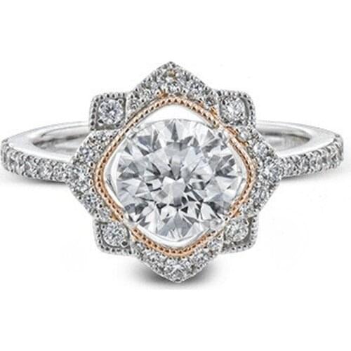 New Style 925 Silver-plated Topaz Zircon Inlaid Ring Wedding Engagement Jewelry Women Wholesale