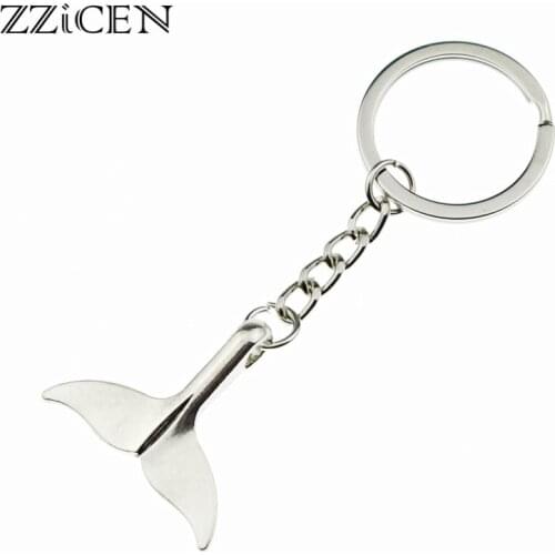 Fashion Antique Big Sea Animal Whale Tail Charms Pendant Keychain Gift for Women Girls Car Purse Key Rings Holder Jewelry