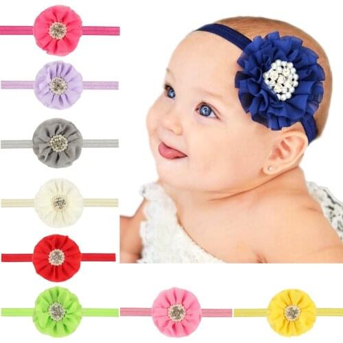 Baby Girl Headband Infant Hair Accessories Cloth Tie Bow Newborn Tiara Headwrap Pearl Toddlers Bandage Ribbon Crystal Headwear