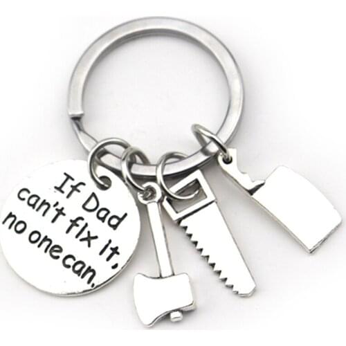 Lovely Family Key Chain Jewelry If Dad can't fix it Man Fathers Day Papa Birthday Party Charm Fathers Day Gift Tool Key Chain